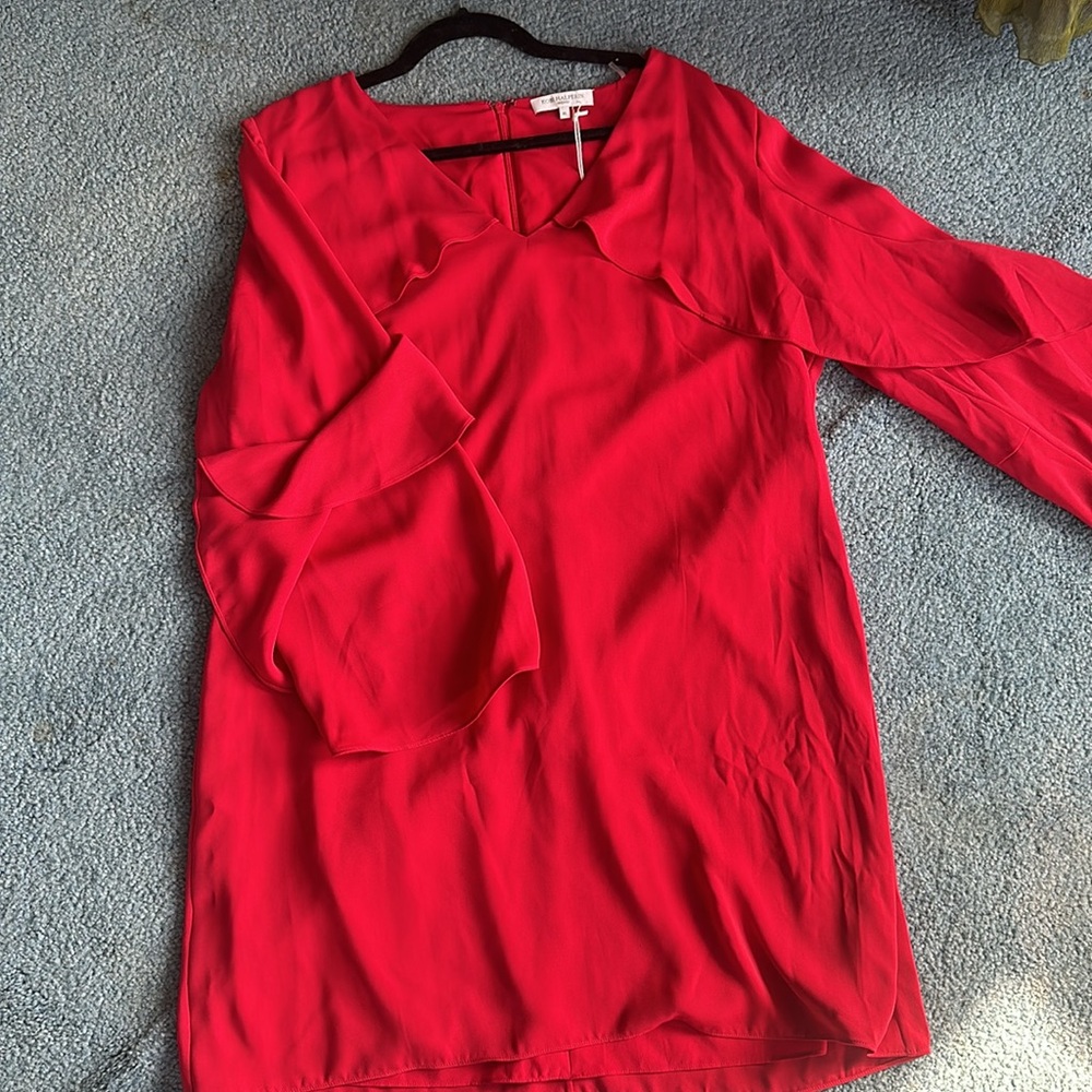 Kobi Halperin red sheath dress with beautiful sleeves high quality NWOT - Picture 2 of 8